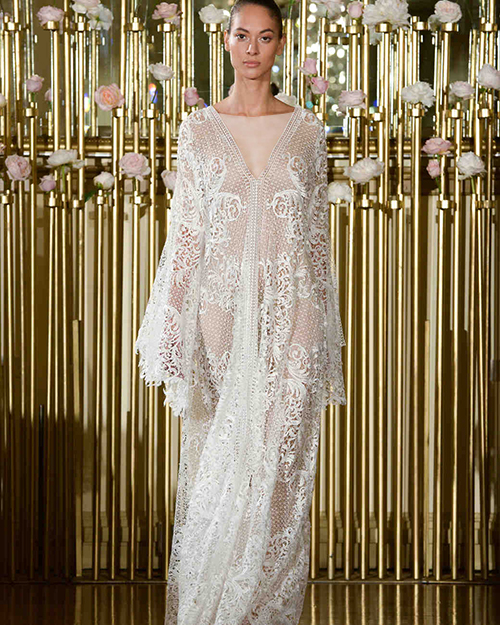 مدل لباس عروس آستین دار در هفته مد بهار 2018