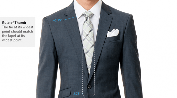 پهنای کراوات باید با پهنای یقه کت تناسب