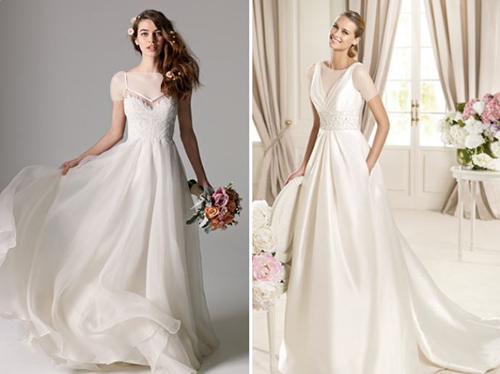  یقه V برای لباس عروس خانم هایی که دارای اندام تیپ ساعت شنی یا تیپ مستطیل هستند مناسب است.
